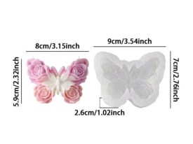 Molde silicona mariposa decorada con rosas 